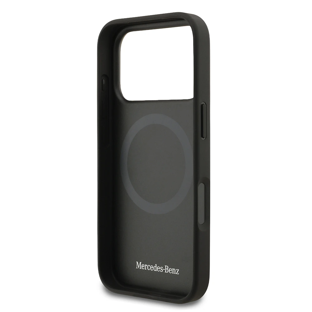 Apple iPhone 17 Pro Kılıf Mercedes Benz Orjinal Lisanslı M-safe Şarj Özellikli Dokulu Desenli Deri Kapak