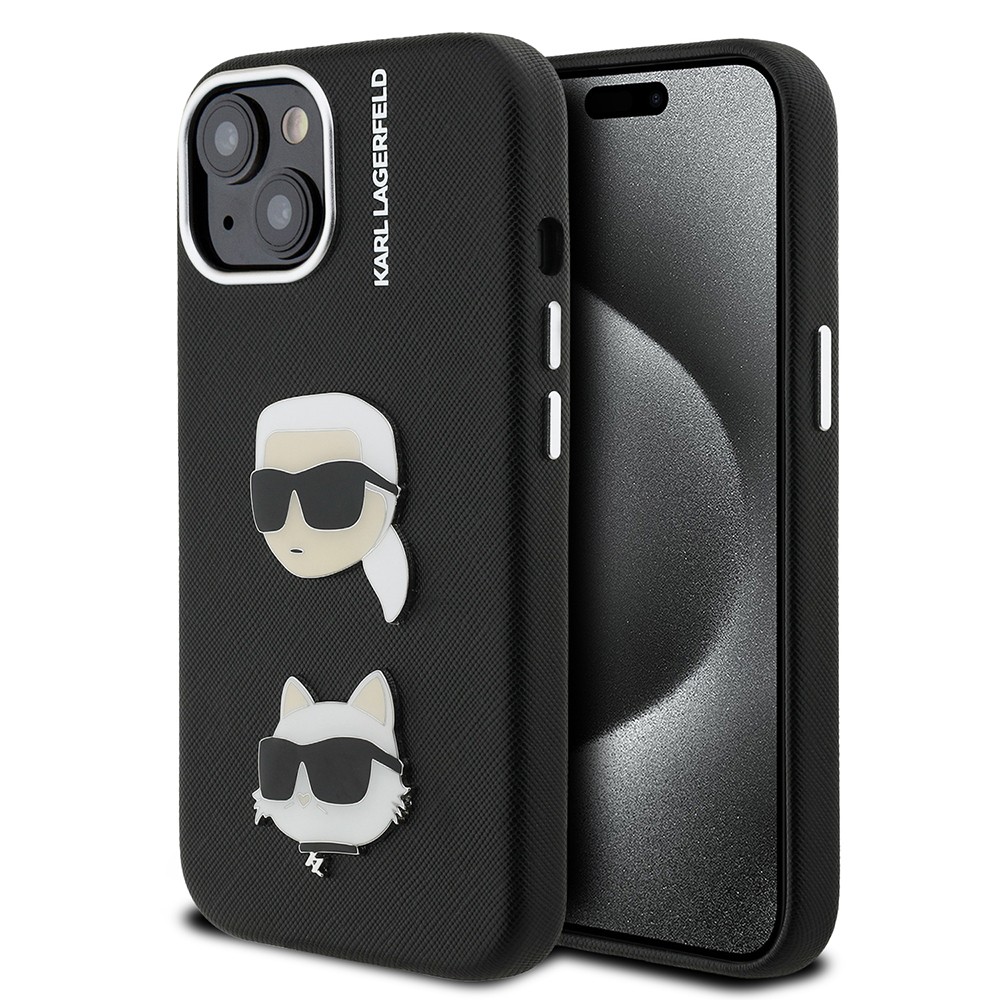 Apple iPhone 14 Kılıf Karl Lagerfeld Orjinal Lisanslı K&C Heads Pin Kapak