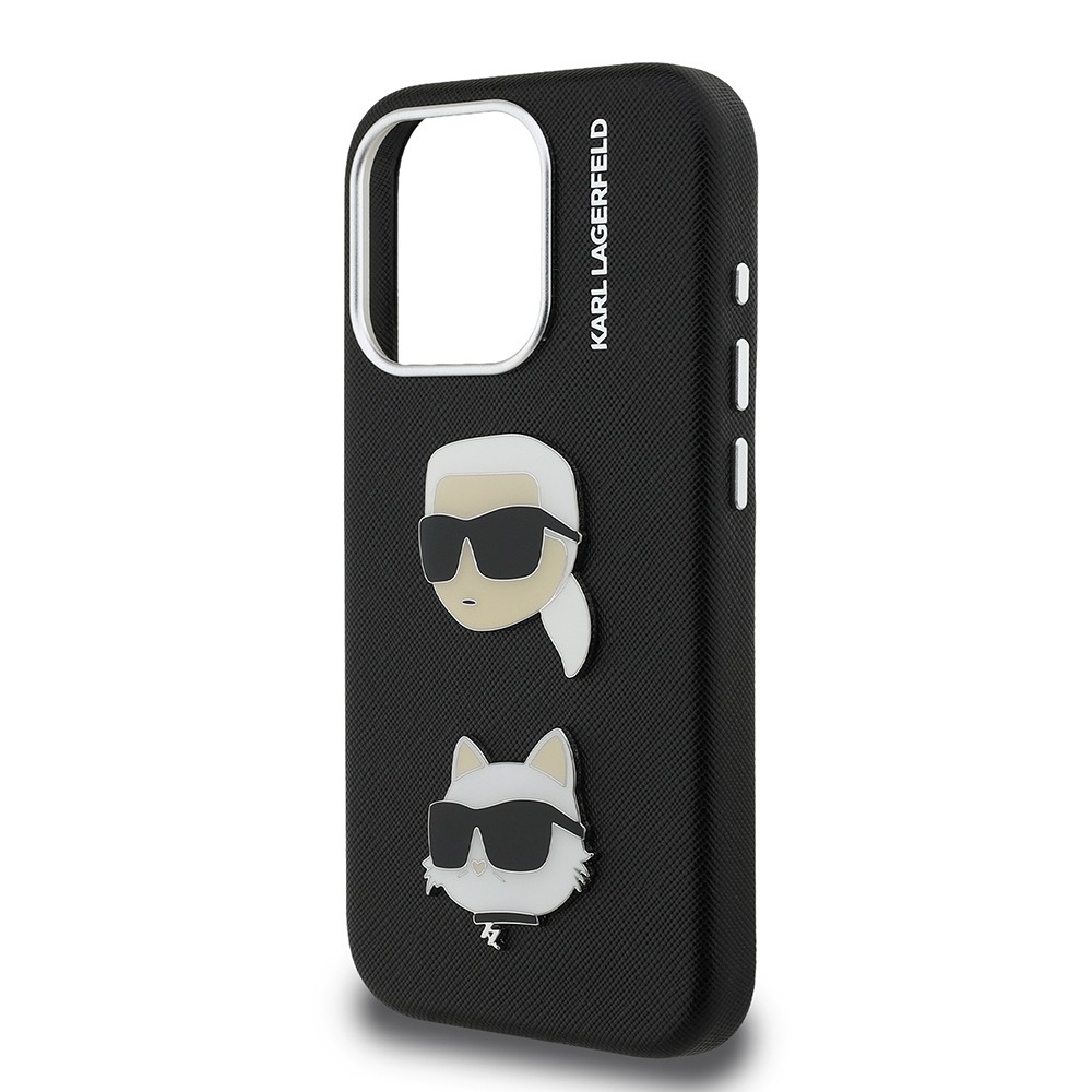 Apple iPhone 15 Pro Max Kılıf Karl Lagerfeld Orjinal Lisanslı K&C Heads Pin Kapak