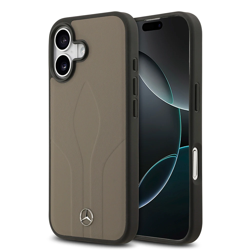 Apple iPhone 17 Kılıf Mercedes Benz Orjinal Lisanslı M-safe Şarj Özellikli Dokulu Desenli Deri Kapak