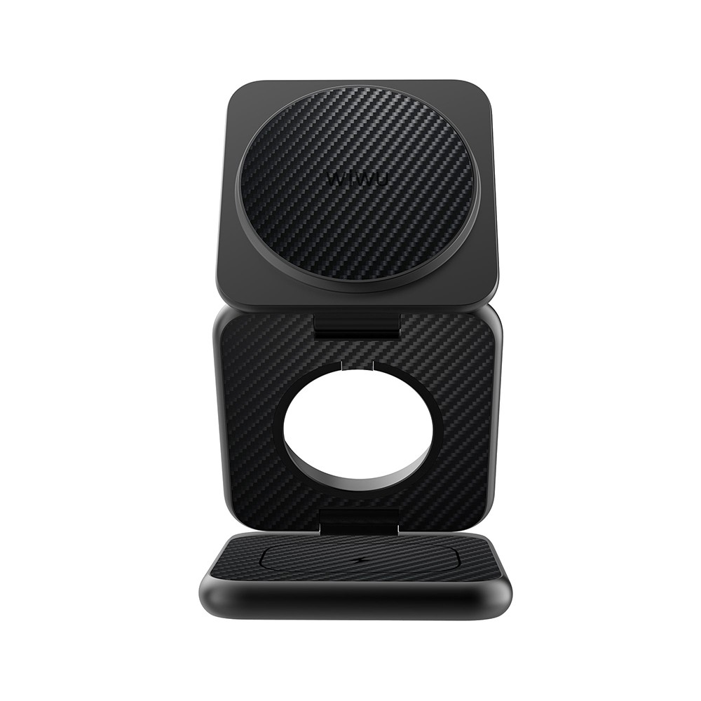 Wiwu Wi-W035 3 in 1 Magnetik Hızlı Şarj Özellikli Aramid Fiber Kablosuz Şarj Standı 15W