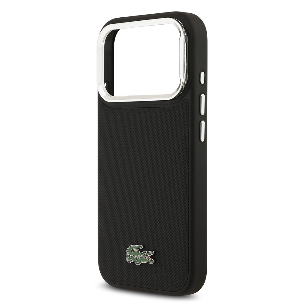 Apple iPhone 17 Pro Kılıf Lacoste Orjinal Lisanslı M-safe Şarj Özellikli PU Pike Desenli Standlı Metal Logolu Kapak