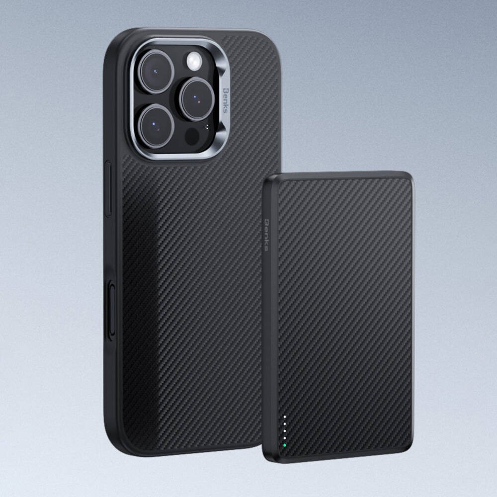 iPhone 16 Pro Kılıf Karbon Fiber Magsafe Şarj Özellikli Benks Hybrid ArmorPro 600D Kevlar Kılıf