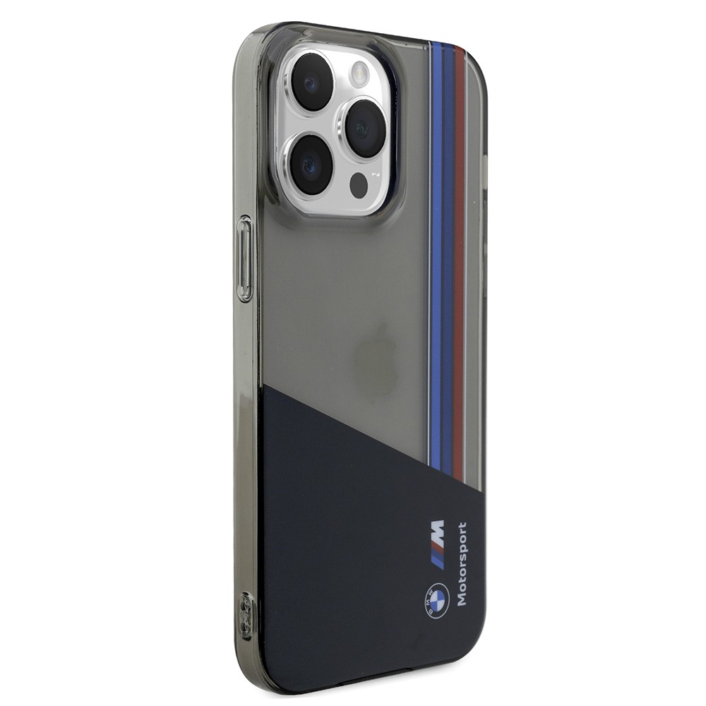 Apple iPhone 14 Pro Max Kılıf BMW Orjinal Lisanslı Yarı Transparan M Dizayn Çizgili Kapak
