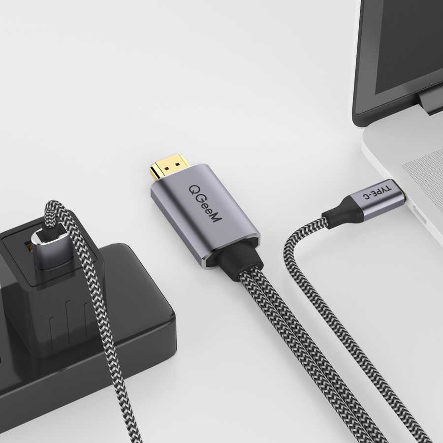 Qgeem QG-UA12 Type-C To HDMI 2 in 1 Kablo