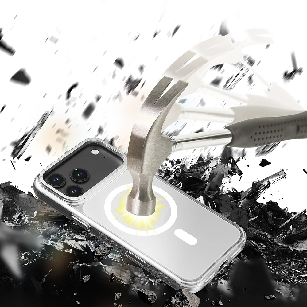 Apple iPhone 17 Pro Max Kılıf M-safe Şarj Özellikli Metal Kamera Çerçeveli Airbag Tasarımlı Lenyes CK221 Sert PC Kapak