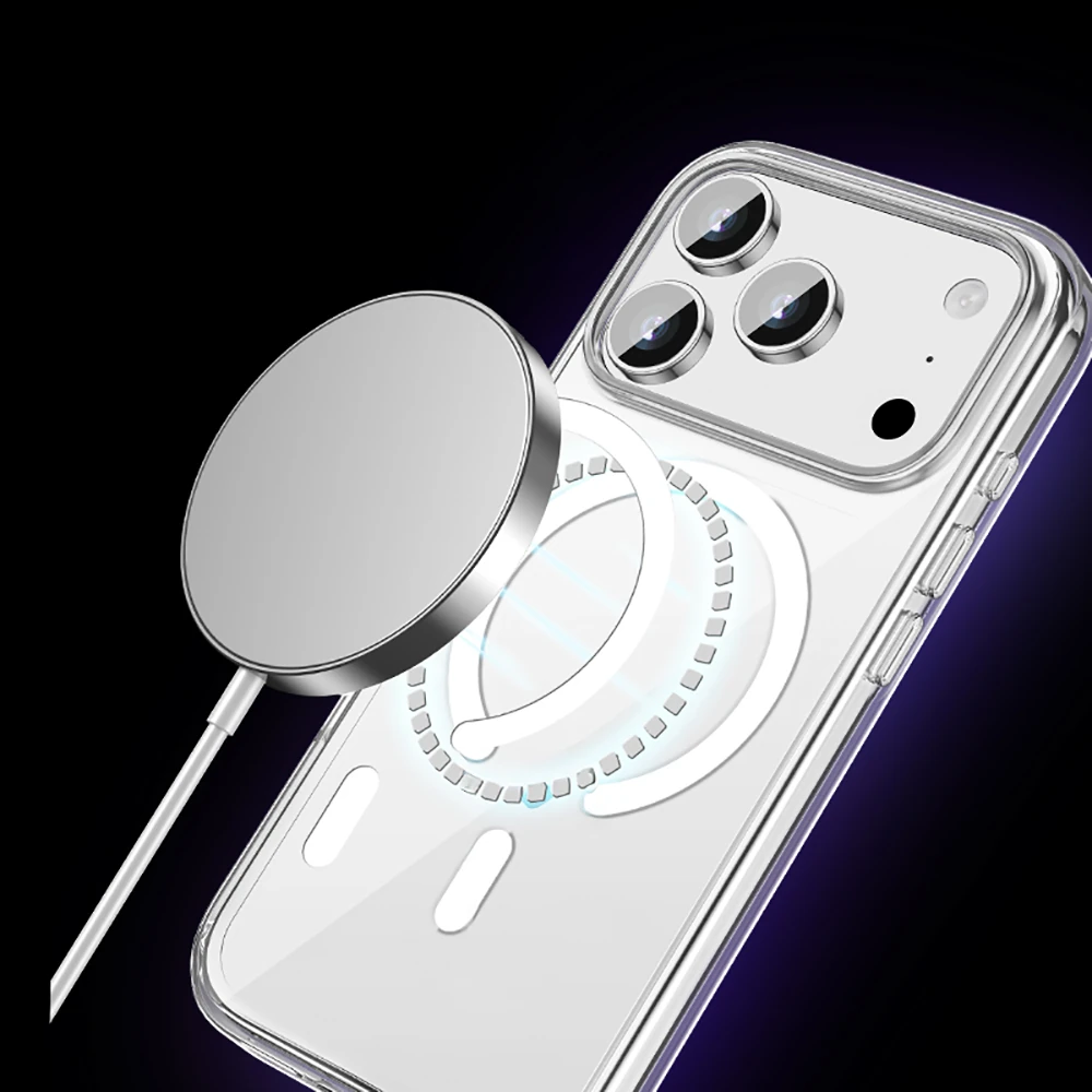 Apple iPhone 17 Pro Kılıf M-safe Şarj Özellikli Transparan Sert PC Wlons Pita Kapak