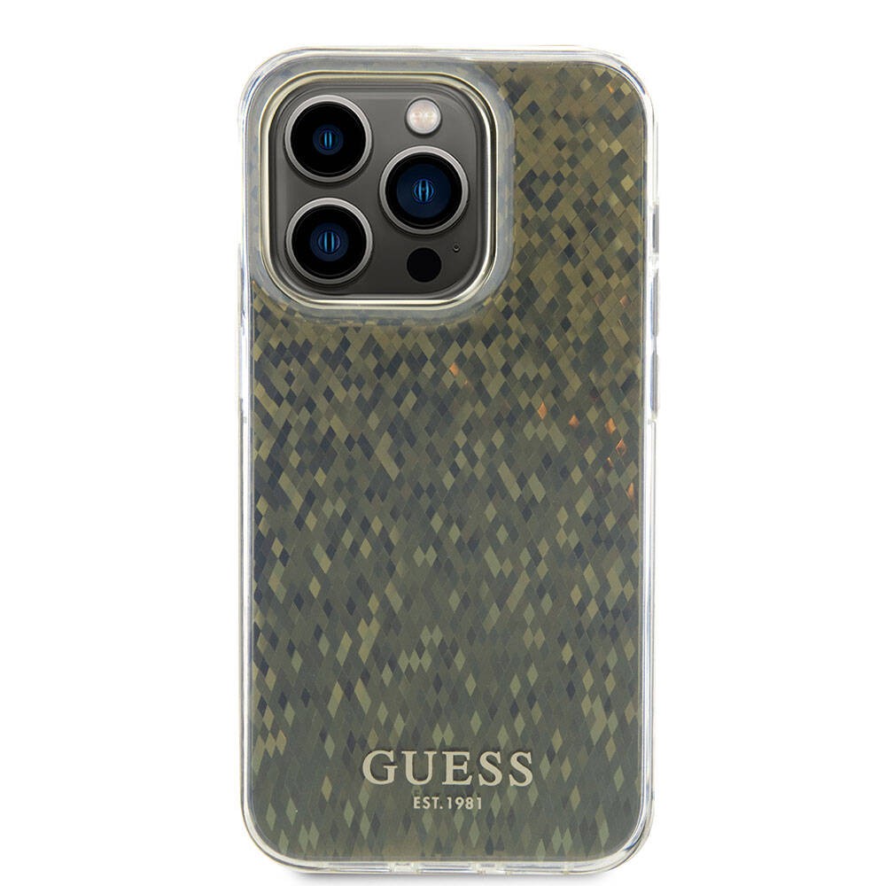 iPhone 15 Pro Kılıf Guess Orjinal Lisanslı Yazı Logolu Mirror Disco Kılıf