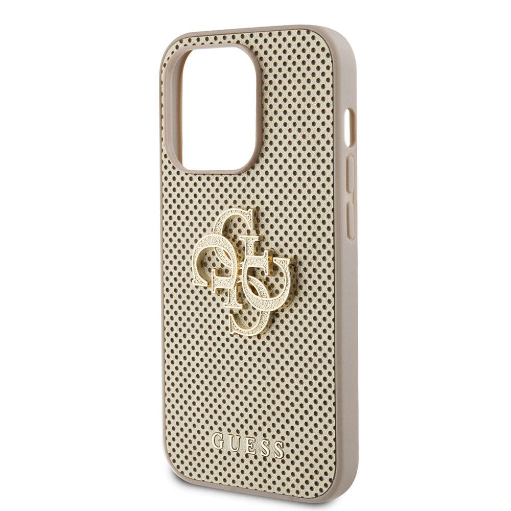 iPhone 15 Pro Kılıf Guess Orjinal Lisanslı Delikli Yazı ve 4G Glitter Büyük Metal Logolu Kılıf