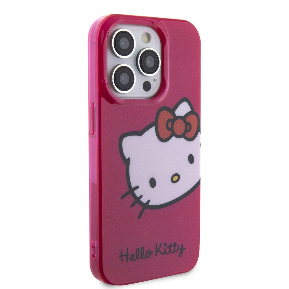 iPhone 15 Pro Kılıf Hello Kitty Orjinal Lisanslı Yazı ve İkonik Logolu Kitty Head Kılıf