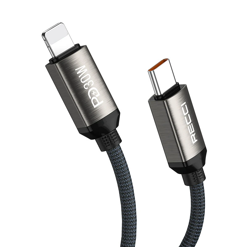 Recci RS35CL Type-C to Lightning PD 30W Örgü Tasarımlı Hızlı Şarj Özellikli Data ve Şarj Kablosu 1M