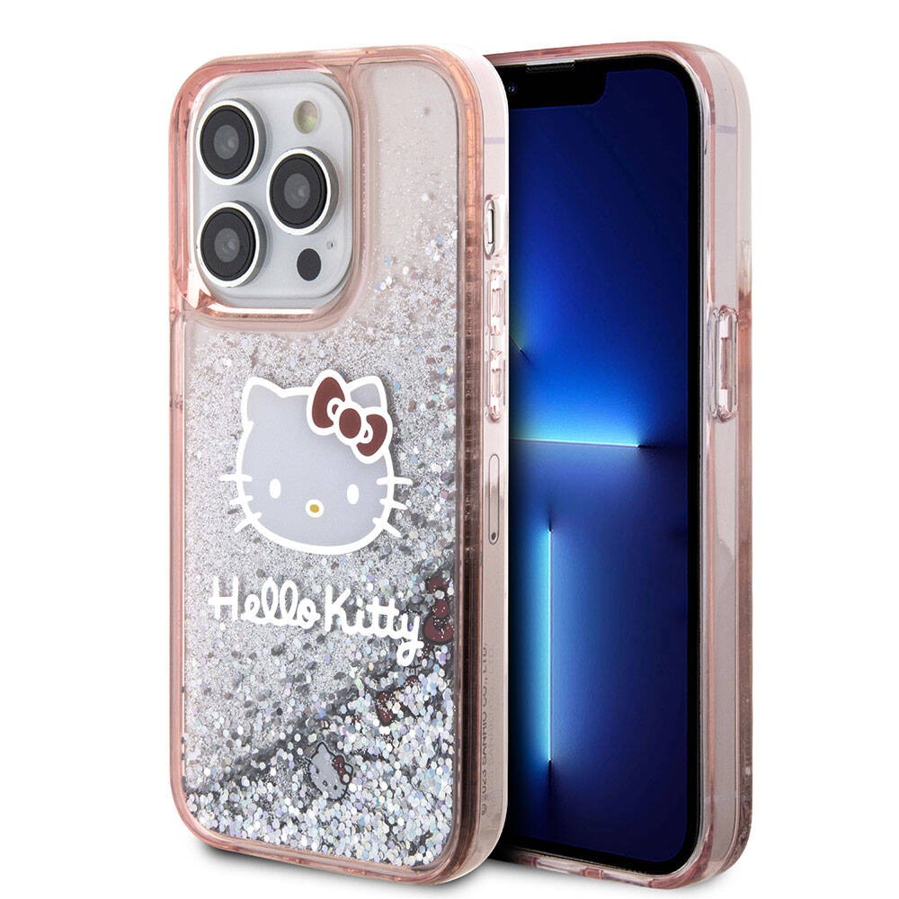 iPhone 15 Pro Kılıf Hello Kitty Orjinal Lisanslı İkonik Sıvılı Glitter Kılıf