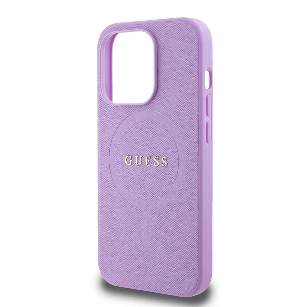 iPhone 15 Pro Kılıf Guess Orjinal Lisanslı Magsafe Şarj Özellikli Yazı Logolu Saffiano Kılıf
