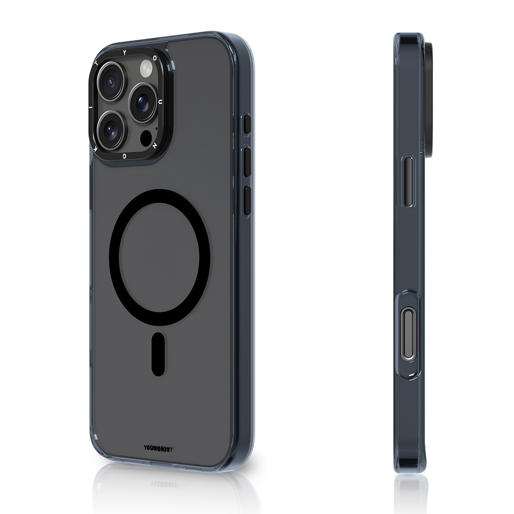 Apple iPhone 16 Pro Max Kılıf M-safe Şarj Özellikli Cam Arka Yüzey TPU Youngkit Gemstone Clear Serisi Kapak