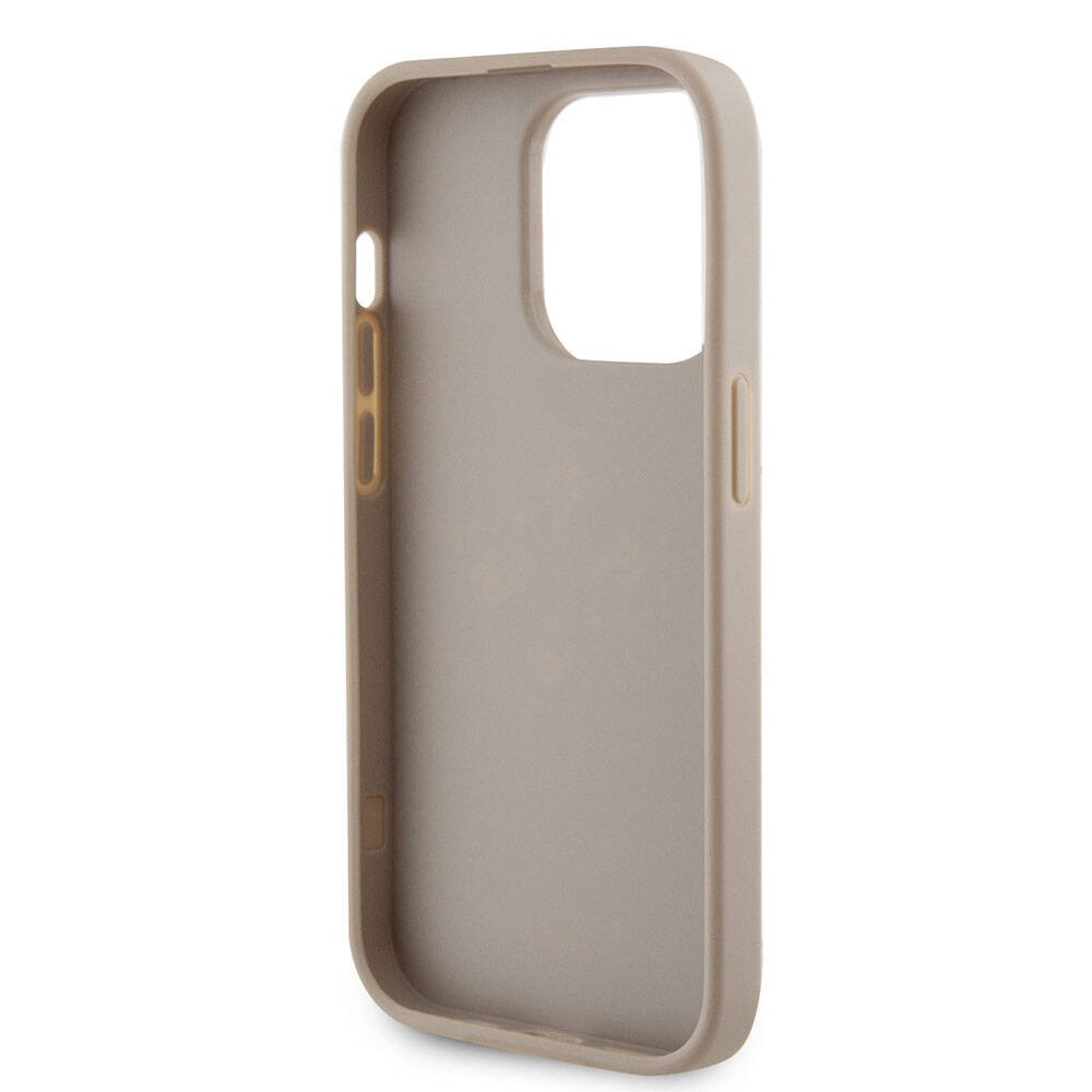 iPhone 15 Pro Kılıf Guess Orjinal Lisanslı Delikli Yazı ve 4G Glitter Büyük Metal Logolu Kılıf