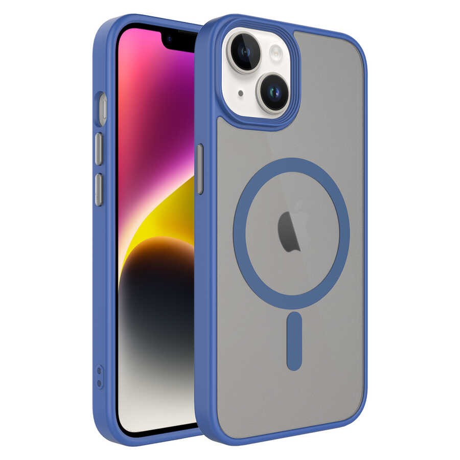 iPhone 14 Plus Kılıf Mat Arka Yüzey Wireless Şarj Özellikli Zore Flet Magsafe Kılıf