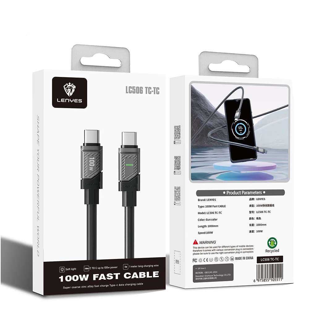 Lenyes LC506 Type-C to Type-C PD 100W Hızlı Şarj Özellikli Data ve Şarj Kablosu 1M