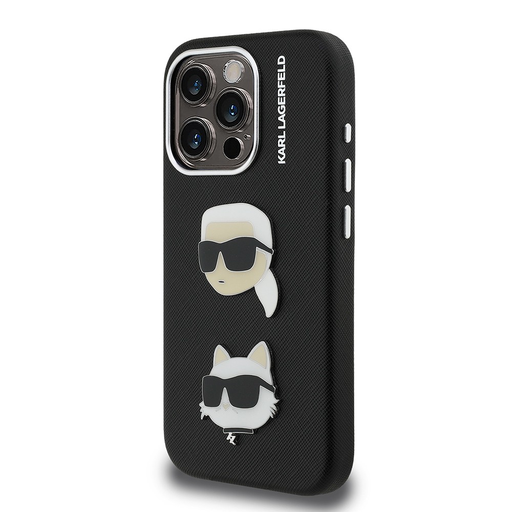 Apple iPhone 15 Pro Max Kılıf Karl Lagerfeld Orjinal Lisanslı K&C Heads Pin Kapak