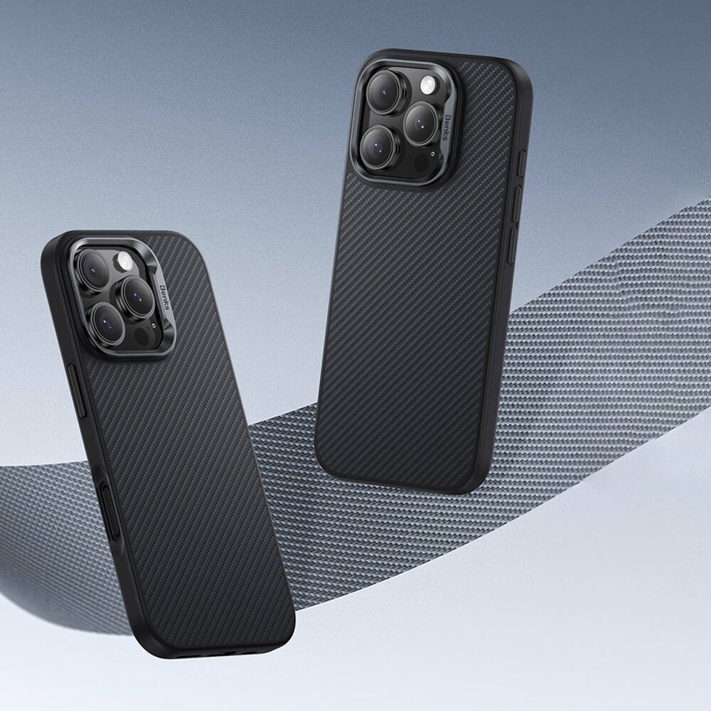 iPhone 16 Pro Kılıf Karbon Fiber Magsafe Şarj Özellikli Benks Hybrid ArmorPro 600D Kevlar Kılıf