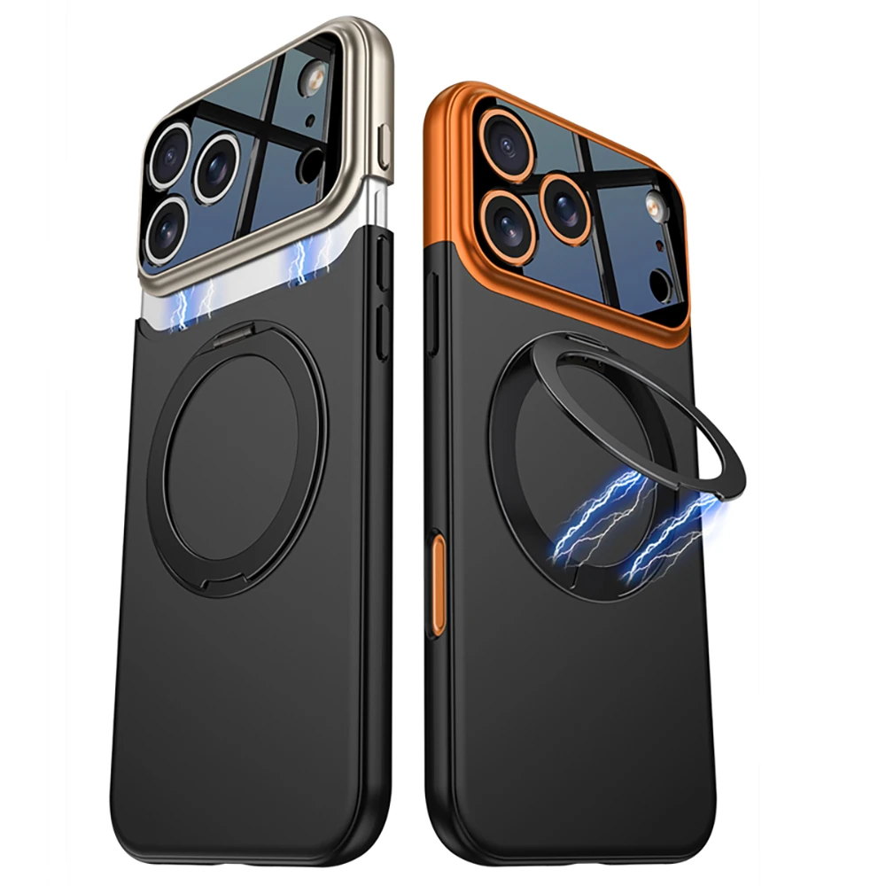 Apple iPhone 17 Pro Max Kılıf M-safe Şarj Özellikli 360 Derece Standlı Çift Parçalı Zore Torino Kapak