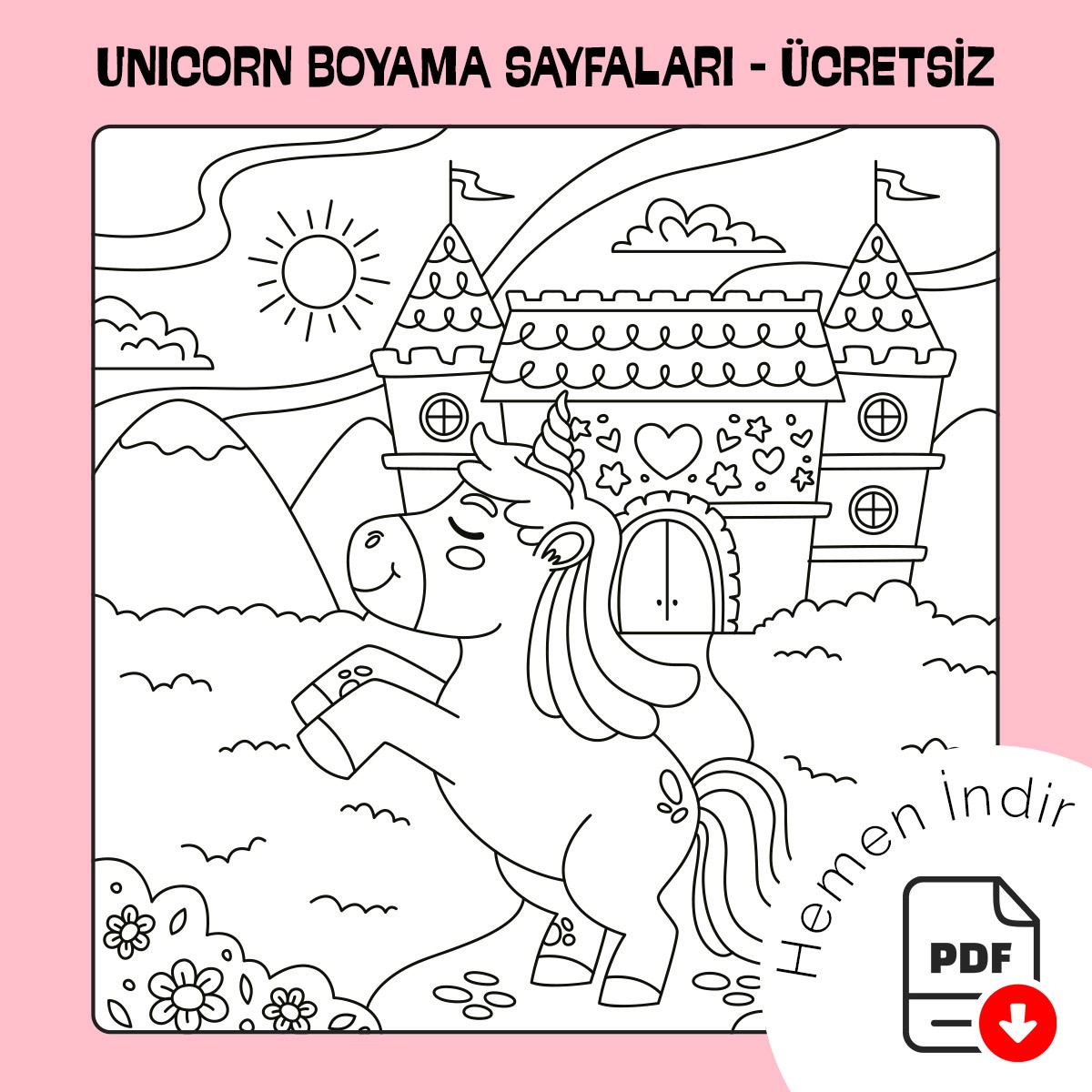 Unicorn Boyama Sayfaları - Ücretsiz PDF