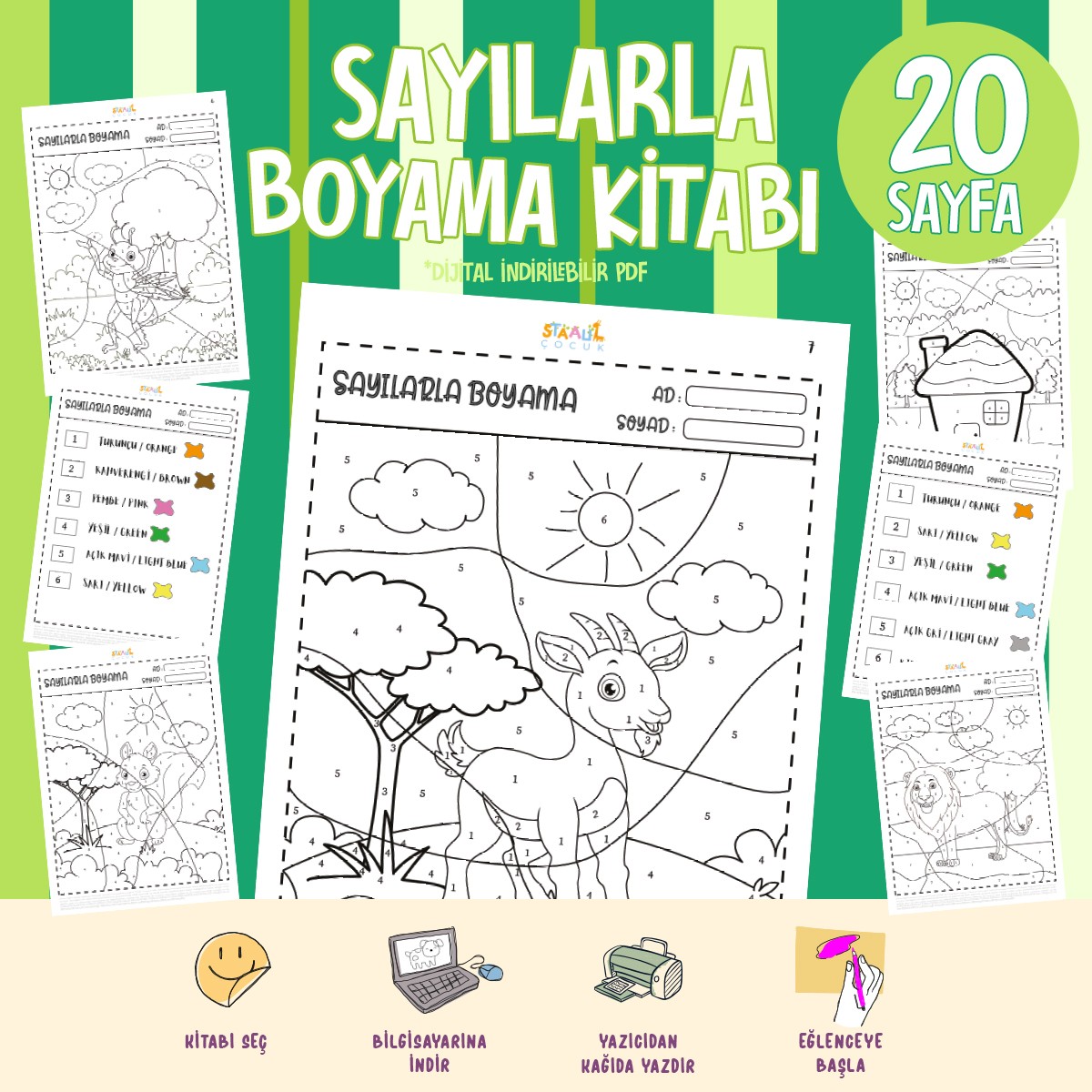 Sayılarla Boyama Kitabı - Dijital İndirilebilir Kitap (PDF)