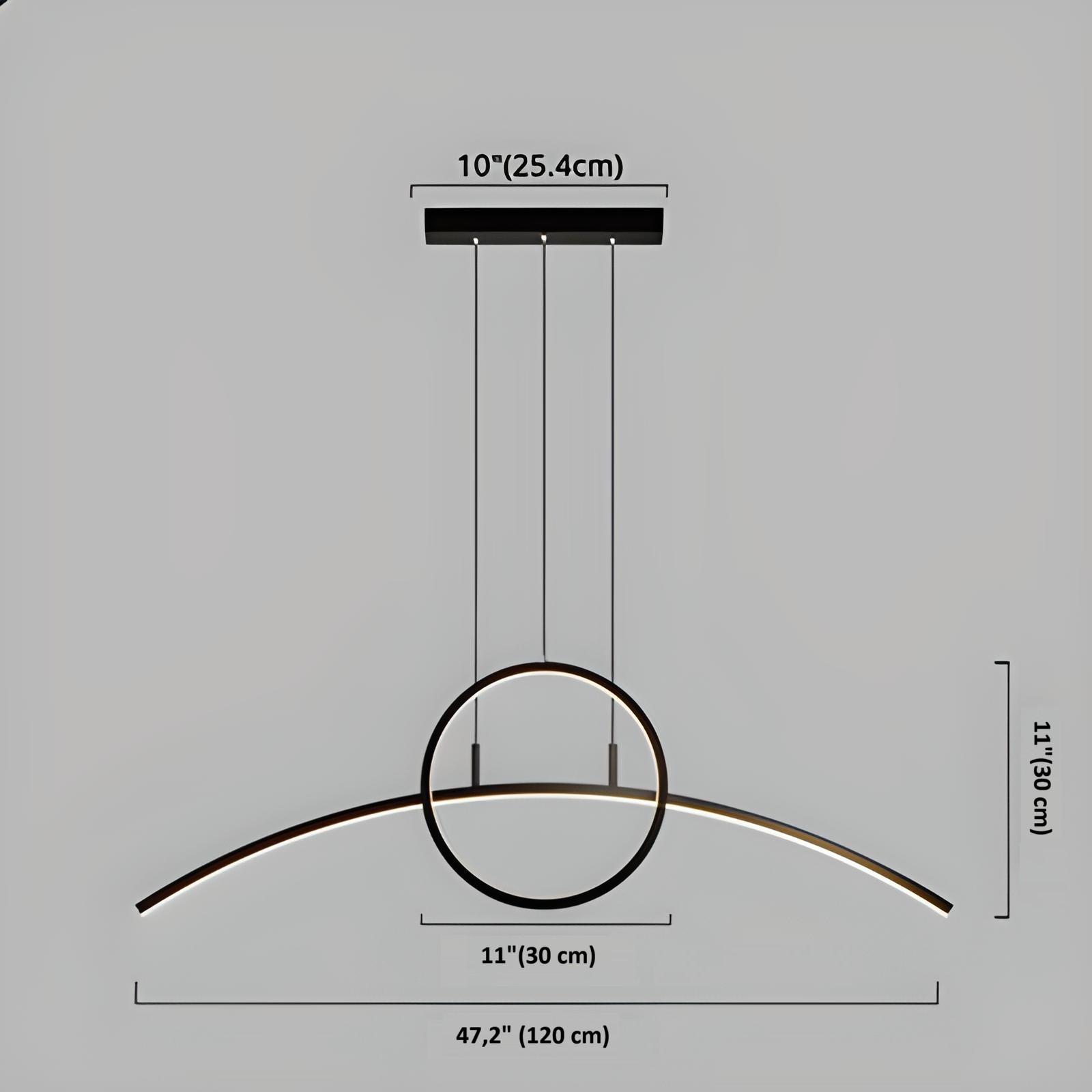 Halka Yay Modeli Sarkıt Led Avize 120cm boy halka 30cm Ayarlanabilir Yükseklik 50W MNL 2050