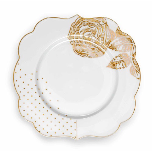 Royal White Pasta Tabağı Altın Rengi 17 cm