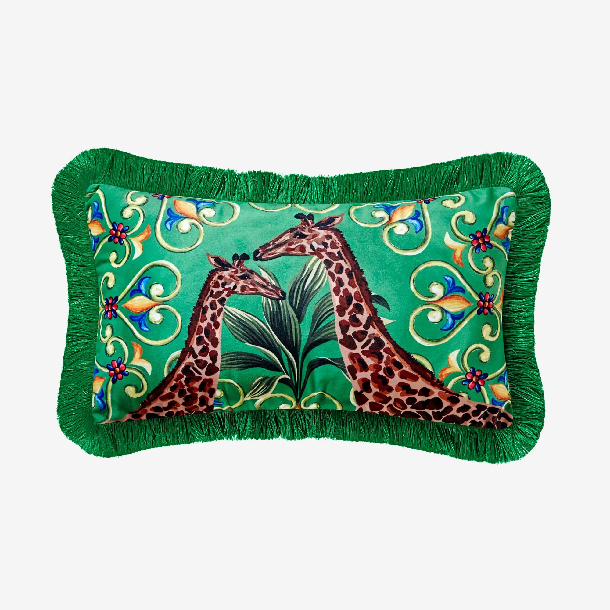 Il Giardino Dekoratif Kadife Yastık Yeşil Renk 30x50 cm