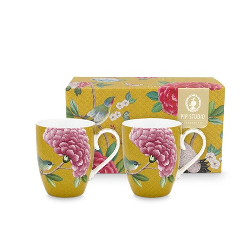 Blushing Birds İkili Büyük Mug Seti Sarı Renk 350 ml