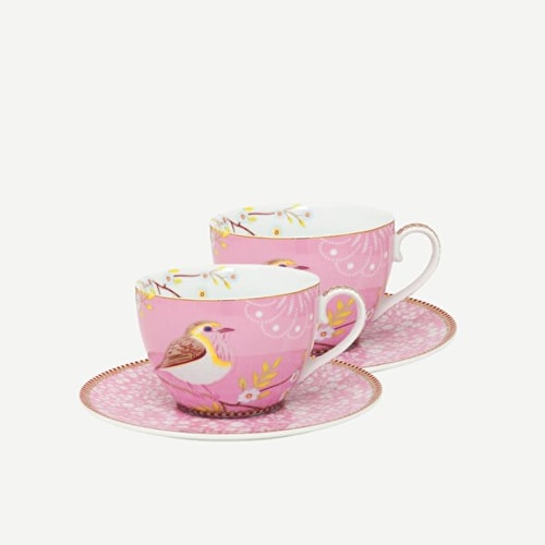 Early Birds 2'li Porselen Çay Fincan Seti Pembe Renk 280 ml