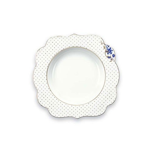 Royal White Çorba Tabağı Altın Puantiyeli 23.5 cm