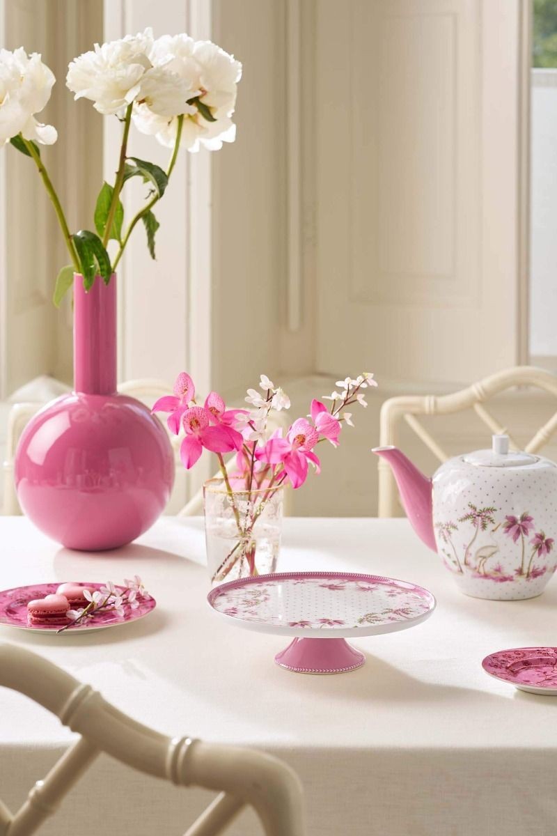 Jolie Porselen Mini Kek Standı Pembe Renk 21 cm
