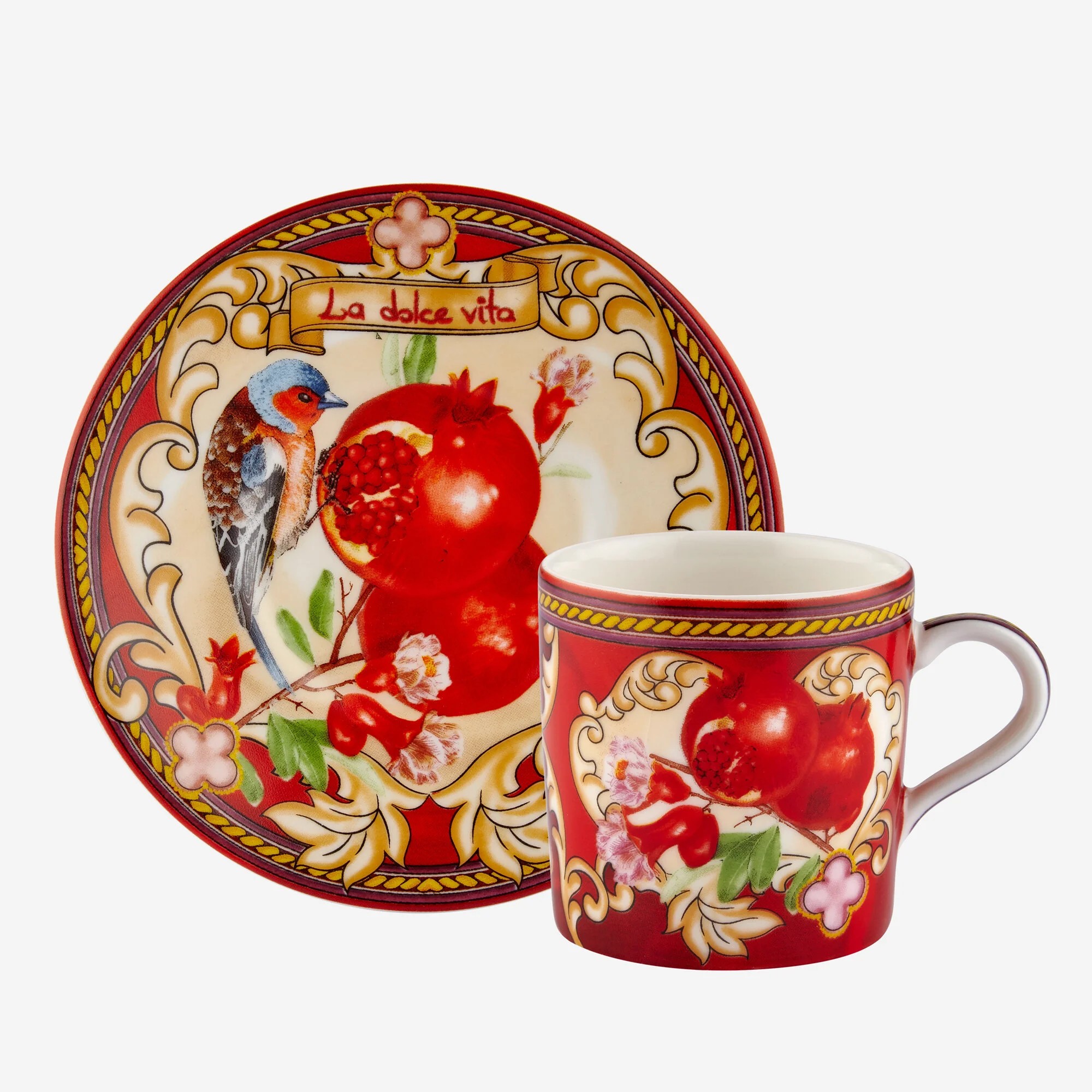 Capri Porselen Kahve Fincan Seti Kırmızı Renk 120 ml