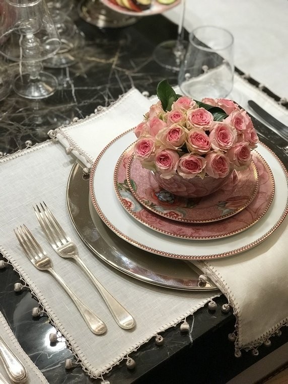 Pompom Servis Beyaz - Silver Renk 35x50 cm