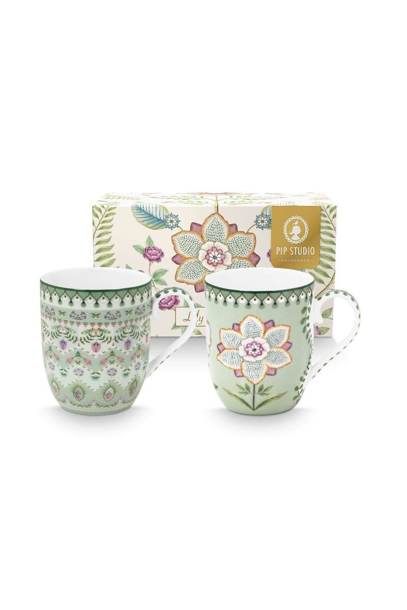 Lily & Lotus Porselen İkili Mug Seti Küçük Boy Yeşil Renk 145 ml