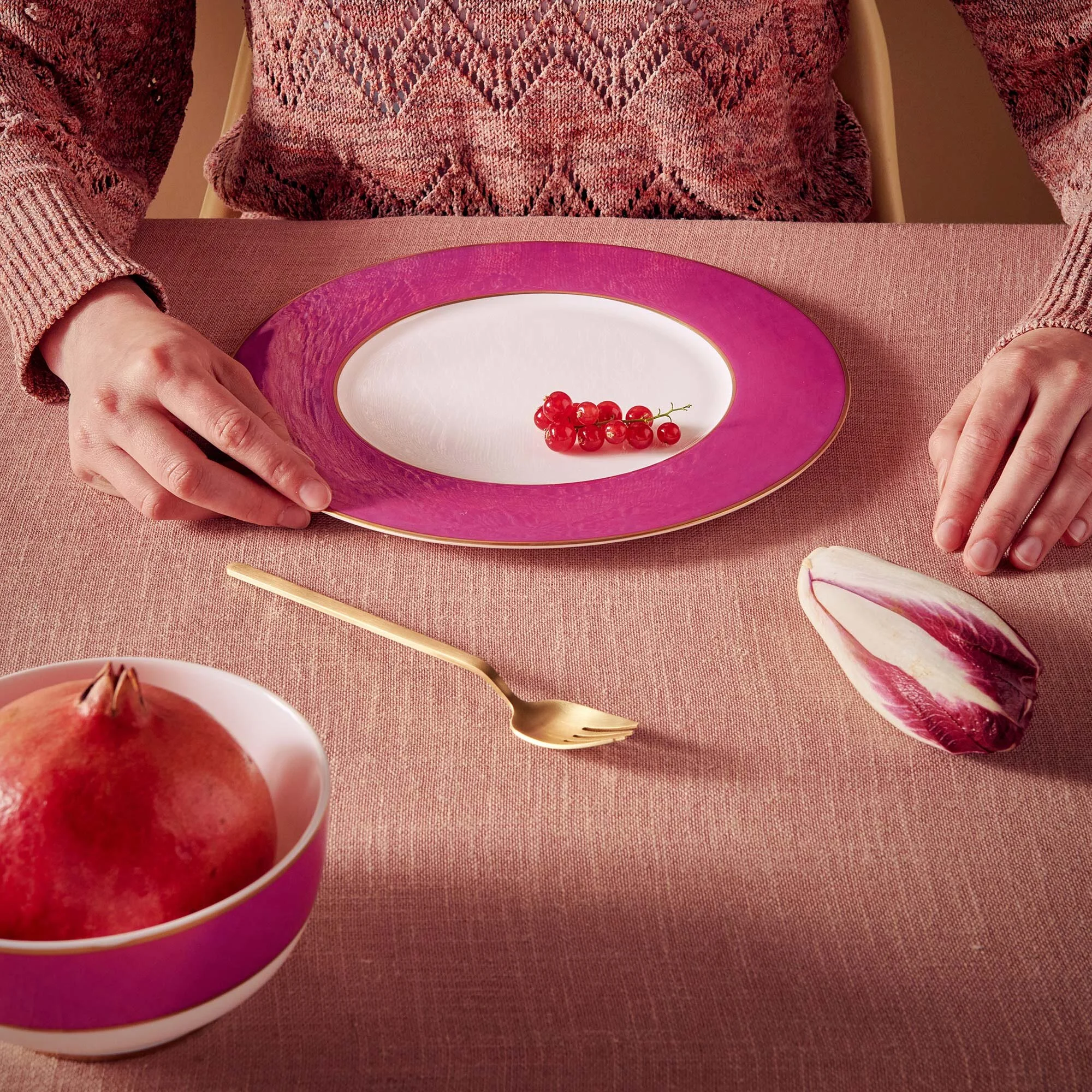 Chique Porselen Pasta Tabağı Pembe Renk 17 cm