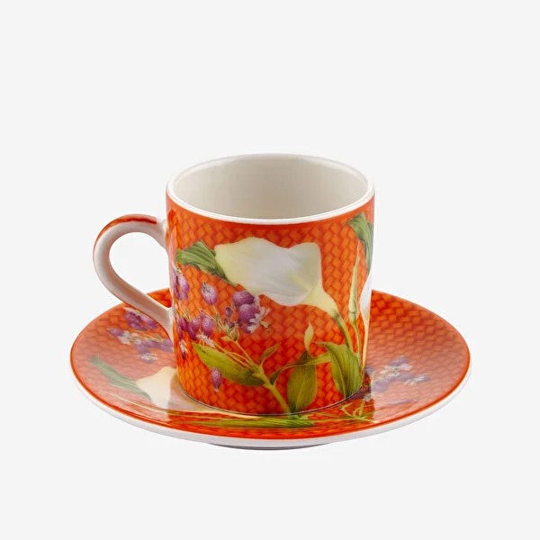 Fiore Porselen Kahve Fincanı Turuncu Renk 120 ml