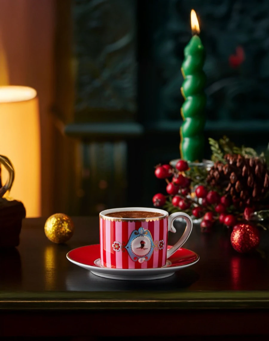 Love Birds Çay Fincanı Kırmızı&Pembe Renk 200 ml