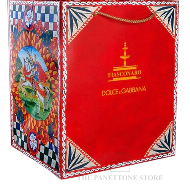 Fiasconaro Panettone alle mandorle di Sicilia (Sicilya bademleri ve kuru üzümleri) (1KG) Kırmızı Kutu. D&G Hediye Çantalı