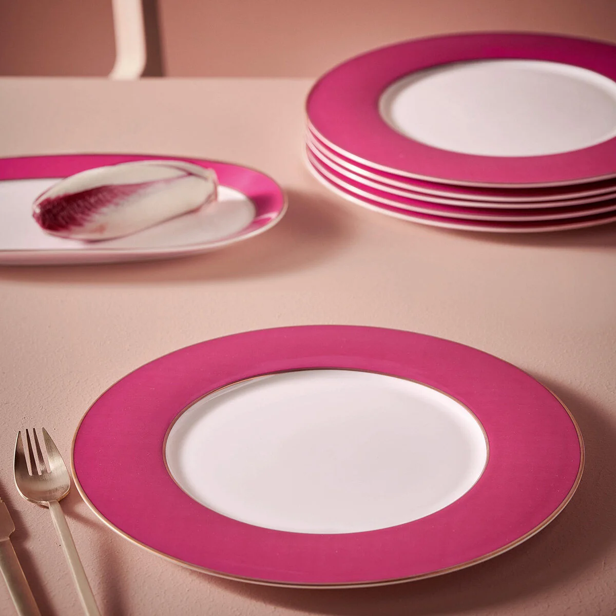 Chique Porselen Pasta Tabağı Pembe Renk 17 cm