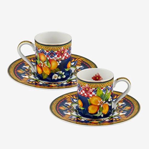 La Felicita Duo Porselen Kahve Fincan Seti Mavi Renk 120 ml