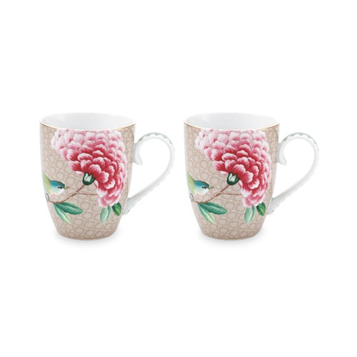 Blushing Birds İkili Büyük Mug Seti Haki Renk 350 ml