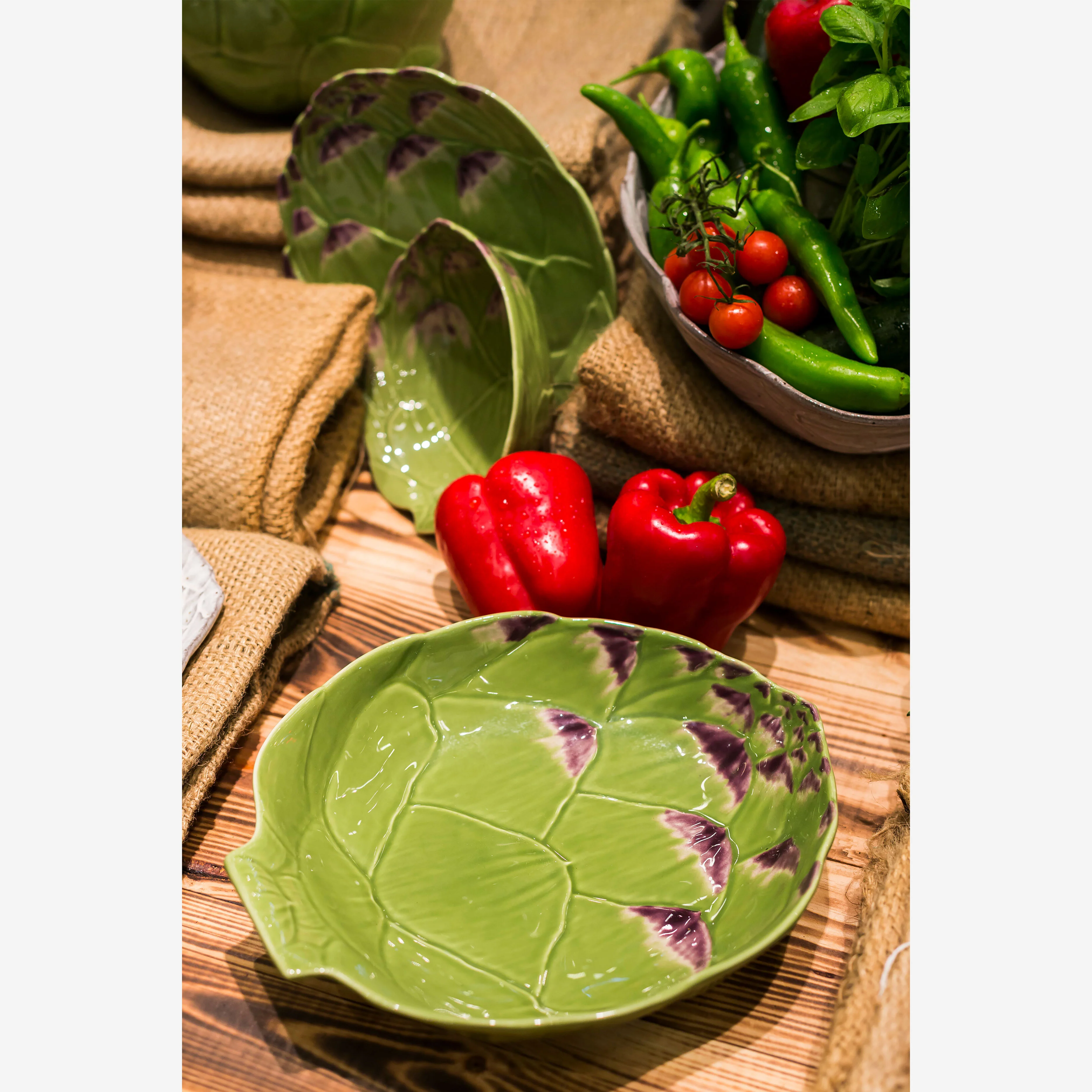 Bordallo Pinheiro Seramik Pasta Tabağı 17 Cm Yeşil Renk