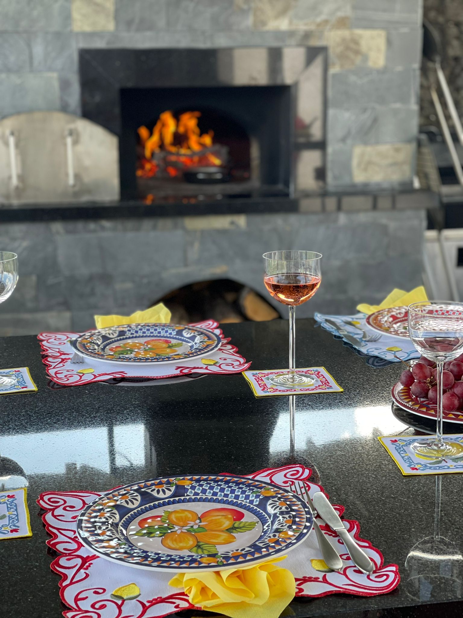 Portofino Limon Buketi Tabak Mavi Renk 21,5 cm