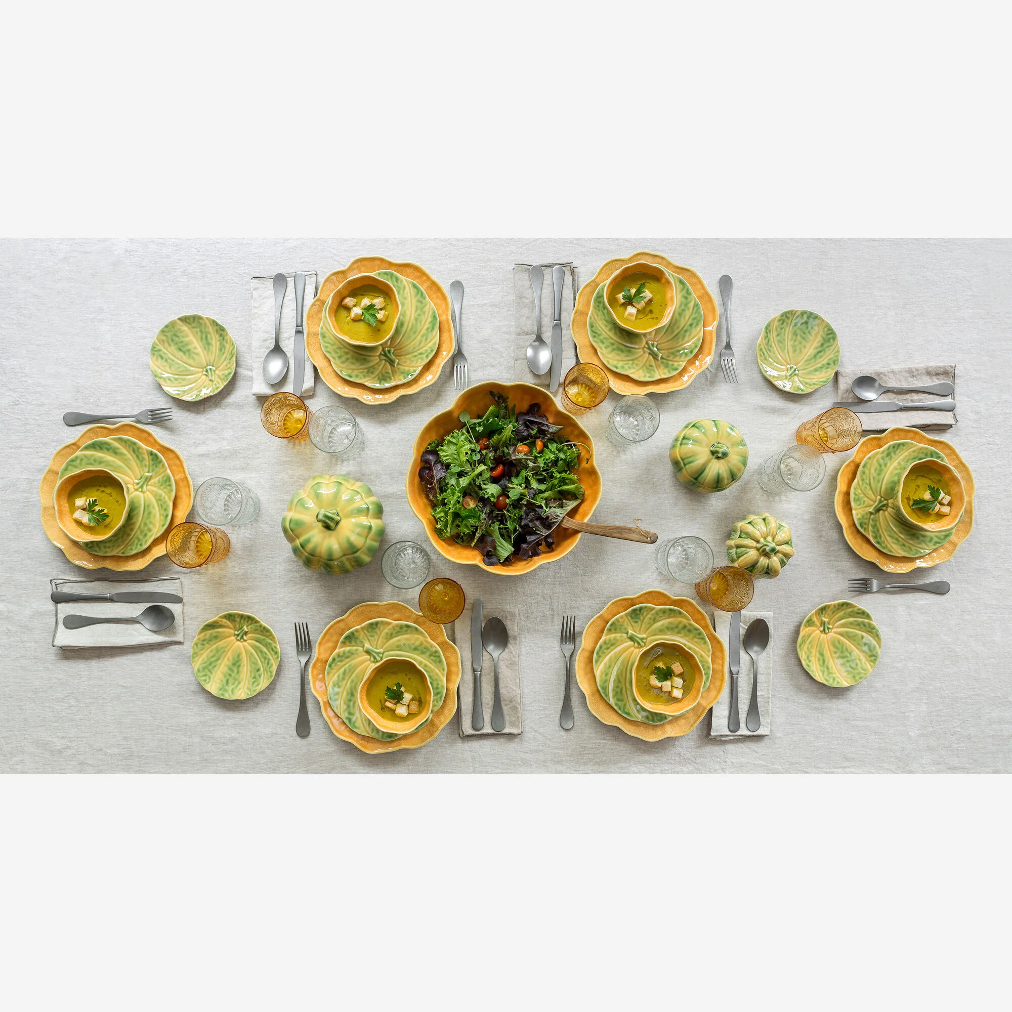 Bordallo Pinheiro Seramik Servis Kasesi 33 Cm Turuncu Renk