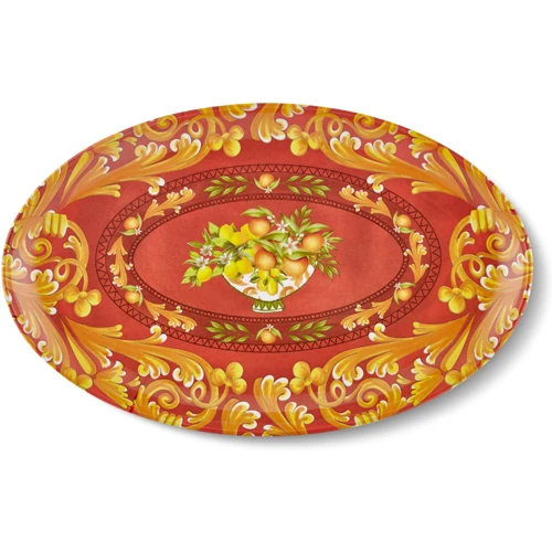 Capri Oval Servis Tabağı Kırmızı Renk 34x21.5 cm