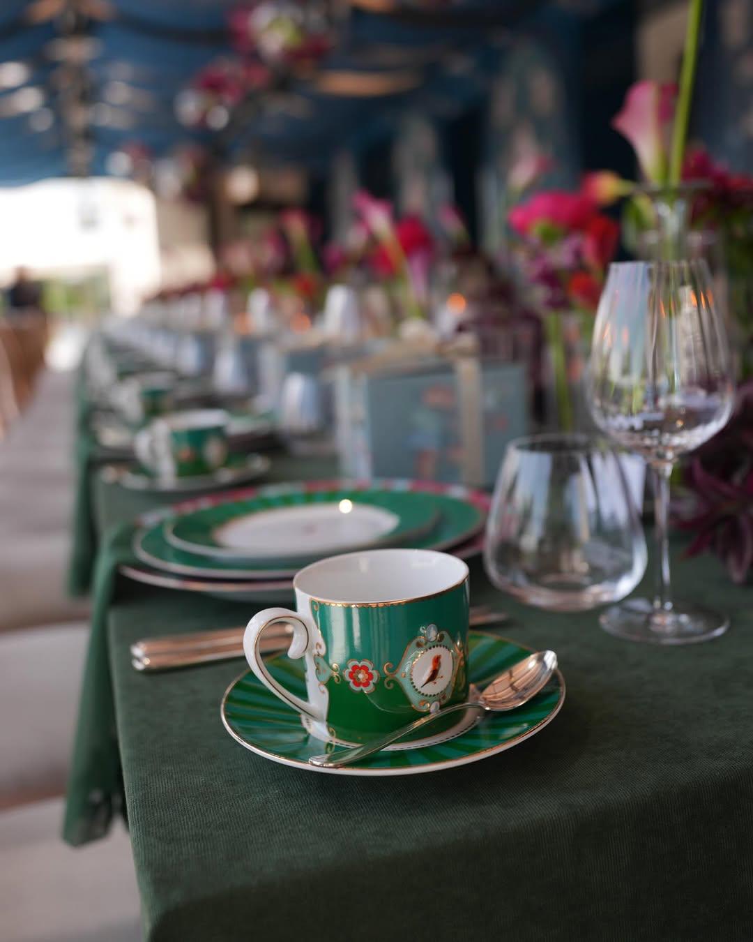 Love Birds Stripes Mini Kek Standı Yeşil Renk 24 cm