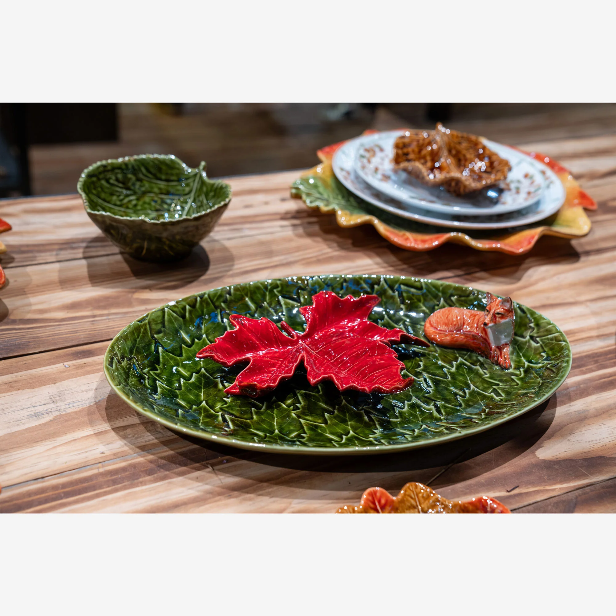 Bordallo Pinheiro Seramik Servis Tabağı 21 Cm Turuncu Renk