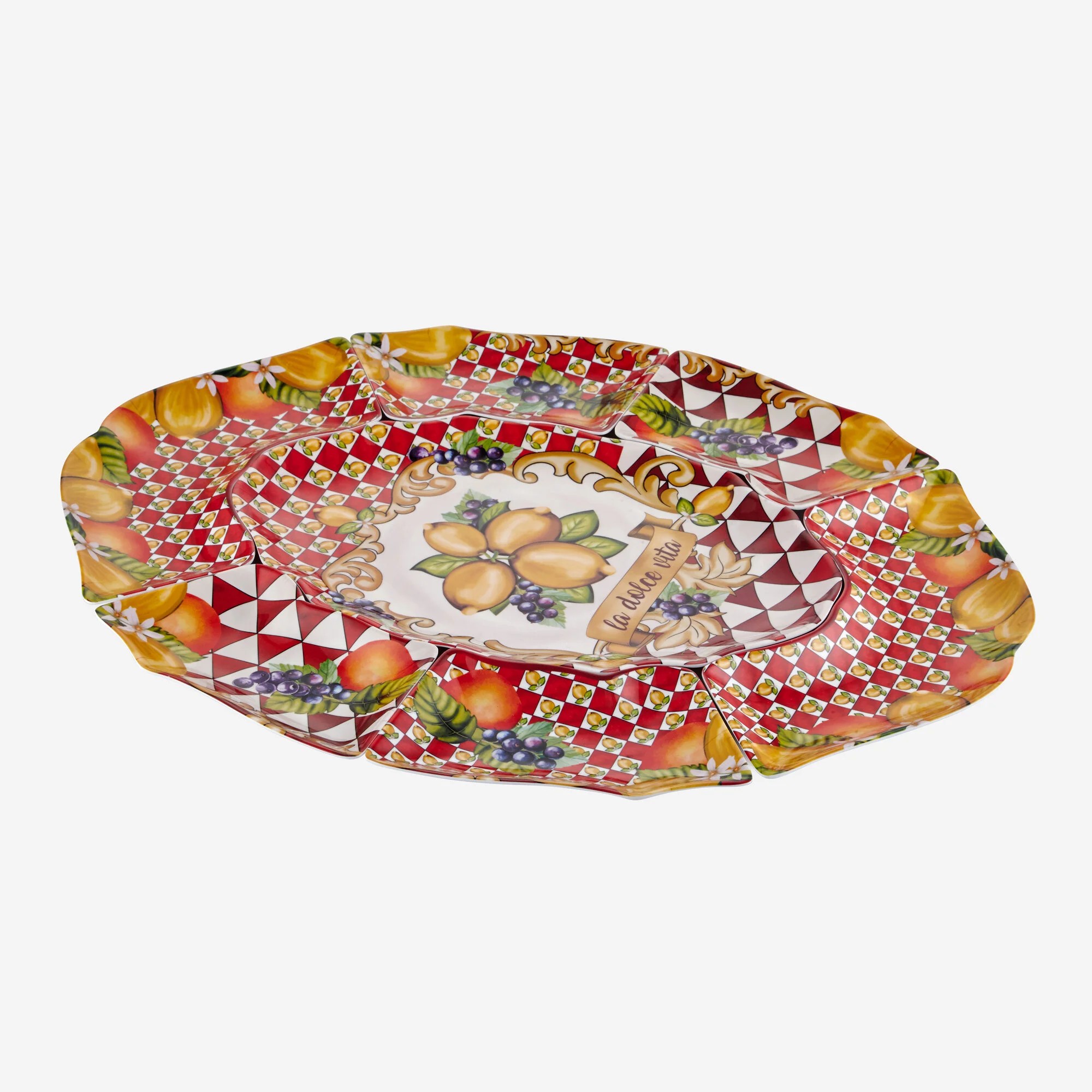 Kırmızı Melamin Meze Tabağı 7 Parça Capri Collection by Chiara Alessi